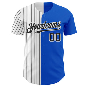 Custom Thunder Blue White-Black Pinstripe Authentic Split Fashion Baseball Jersey