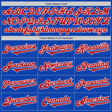 Load image into Gallery viewer, Custom Thunder Blue Red-White Red Pinstripe Authentic Split Fashion Baseball Jersey
