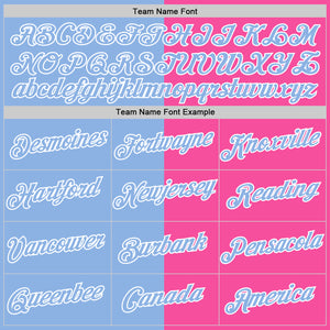 Custom Pink Light Blue-White Split Fashion Performance T-Shirt