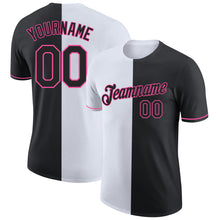 Load image into Gallery viewer, Custom Black White-Pink Split Fashion Performance T-Shirt
