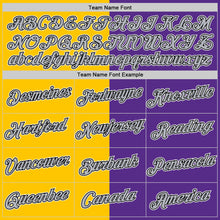 Load image into Gallery viewer, Custom Purple Black-Yellow Split Fashion Performance T-Shirt
