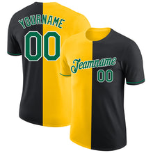 Load image into Gallery viewer, Custom Black Kelly Green-Yellow Split Fashion Performance T-Shirt
