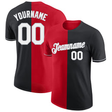 Load image into Gallery viewer, Custom Black Red-Gray Split Fashion Performance T-Shirt
