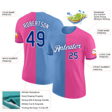 Load image into Gallery viewer, Custom Pink Royal-Light Blue Split Fashion Performance T-Shirt
