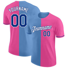 Load image into Gallery viewer, Custom Pink Royal-Light Blue Split Fashion Performance T-Shirt

