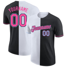 Load image into Gallery viewer, Custom Black Pink-Light Blue Split Fashion Performance T-Shirt

