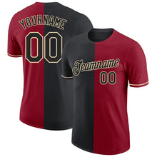 Load image into Gallery viewer, Custom Crimson Black-Cream Split Fashion Performance T-Shirt
