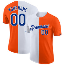 Load image into Gallery viewer, Custom Orange Royal-White Split Fashion Performance T-Shirt
