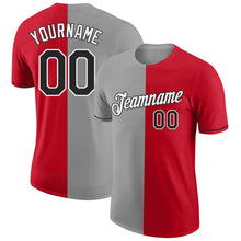 Load image into Gallery viewer, Custom Red Black-Gray Split Fashion Performance T-Shirt
