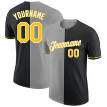 Load image into Gallery viewer, Custom Black Yellow-Gray Split Fashion Performance T-Shirt

