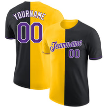 Load image into Gallery viewer, Custom Black Purple-Yellow Split Fashion Performance T-Shirt
