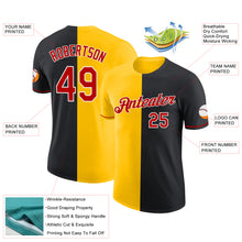 Load image into Gallery viewer, Custom Black Red-Yellow Split Fashion Performance T-Shirt
