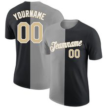 Load image into Gallery viewer, Custom Black Vegas Gold-Gray Split Fashion Performance T-Shirt
