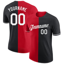 Load image into Gallery viewer, Custom Black White-Red Split Fashion Performance T-Shirt
