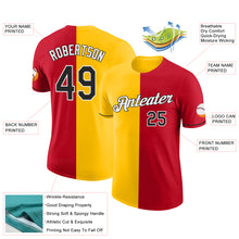 Load image into Gallery viewer, Custom Red Black-Yellow Split Fashion Performance T-Shirt
