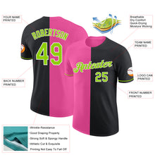 Load image into Gallery viewer, Custom Black Neon Green-Pink Split Fashion Performance T-Shirt
