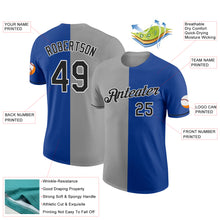 Load image into Gallery viewer, Custom Royal Black-Gray Split Fashion Performance T-Shirt
