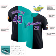 Load image into Gallery viewer, Custom Black Purple-Aqua Split Fashion Performance T-Shirt
