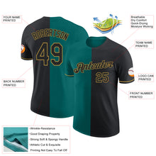 Load image into Gallery viewer, Custom Black Teal-Old Gold Split Fashion Performance T-Shirt
