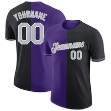 Load image into Gallery viewer, Custom Black Gray-Purple Split Fashion Performance T-Shirt
