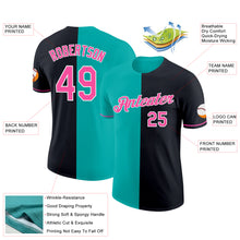 Load image into Gallery viewer, Custom Black Pink-Aqua Split Fashion Performance T-Shirt
