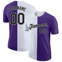 Load image into Gallery viewer, Custom Purple Black-Gray Split Fashion Performance T-Shirt
