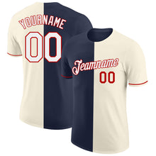 Load image into Gallery viewer, Custom Cream White Navy-Red Split Fashion Performance T-Shirt
