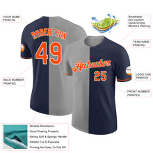 Load image into Gallery viewer, Custom Navy Orange-Gray Split Fashion Performance T-Shirt
