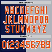 Load image into Gallery viewer, Custom Navy Orange-Gray Split Fashion Performance T-Shirt

