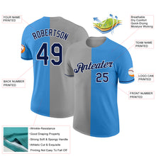 Load image into Gallery viewer, Custom Powder Blue Navy-Gray Split Fashion Performance T-Shirt
