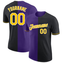 Load image into Gallery viewer, Custom Black Yellow-Purple Split Fashion Performance T-Shirt
