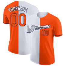 Load image into Gallery viewer, Custom Orange White-Navy Split Fashion Performance T-Shirt
