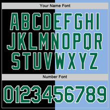 Load image into Gallery viewer, Custom Black Kelly Green-Light Blue Split Fashion Performance T-Shirt
