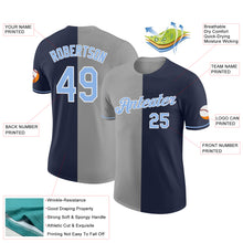 Load image into Gallery viewer, Custom Navy Light Blue-Gray Split Fashion Performance T-Shirt
