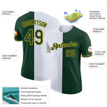 Load image into Gallery viewer, Custom Green White-Yellow Split Fashion Performance T-Shirt
