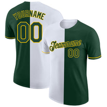 Load image into Gallery viewer, Custom Green White-Yellow Split Fashion Performance T-Shirt
