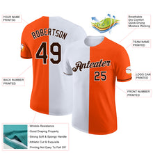 Load image into Gallery viewer, Custom Orange Brown-White Split Fashion Performance T-Shirt
