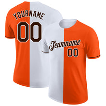 Load image into Gallery viewer, Custom Orange Brown-White Split Fashion Performance T-Shirt
