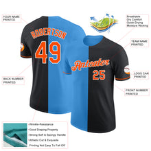 Load image into Gallery viewer, Custom Black Orange-Powder Blue Split Fashion Performance T-Shirt
