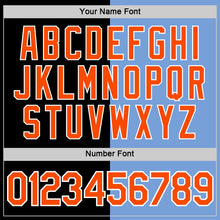 Load image into Gallery viewer, Custom Black Orange-Powder Blue Split Fashion Performance T-Shirt
