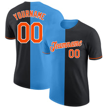 Load image into Gallery viewer, Custom Black Orange-Powder Blue Split Fashion Performance T-Shirt
