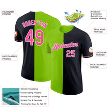 Load image into Gallery viewer, Custom Black Pink-Neon Green Split Fashion Performance T-Shirt
