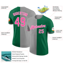 Load image into Gallery viewer, Custom Kelly Green Pink-Gray Split Fashion Performance T-Shirt

