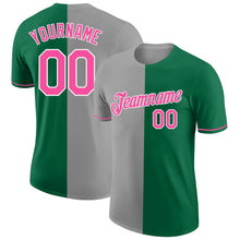 Load image into Gallery viewer, Custom Kelly Green Pink-Gray Split Fashion Performance T-Shirt
