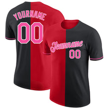Load image into Gallery viewer, Custom Black Pink-Red Split Fashion Performance T-Shirt

