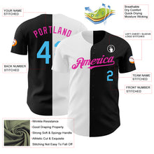 Load image into Gallery viewer, Custom Black Sky Blue Deep Pink-White Authentic Split Fashion Baseball Jersey
