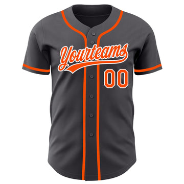 Custom Steel Gray Orange-White Authentic Baseball Jersey