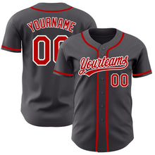 Load image into Gallery viewer, Custom Steel Gray Red-White Authentic Baseball Jersey
