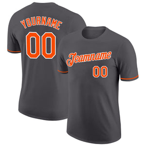 Custom Steel Gray Orange-White Performance T-Shirt