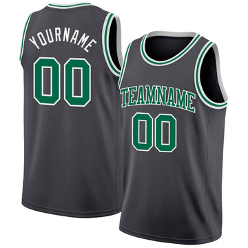 Custom Steel Gray Kelly Green-White Authentic Basketball Jerse